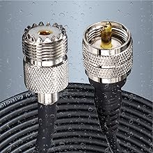 Boobrie UHF Cable 65.6Ft RG58 Upgraded 128 Coaxial Cable PL259 Adapter UHF Male to UHF Male Radio Antenna Cable Ham Radio Coaxial Cable Low Loss CB Coax Cable for CB Ham Radio/Antenna/Broadcast/Telecom