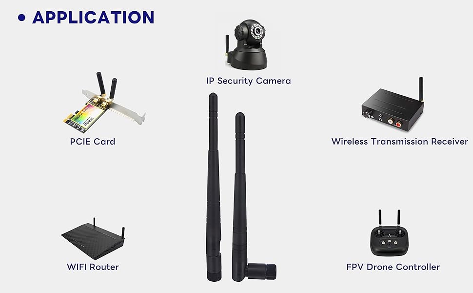 WiFi Antenna 2.4GHz 5GHz 5.8GHz 8dBi RP-SMA Male Connector Omni Directional WiFi Bluetooth Antenna for WiFi Router Network Devices Security IP Camera