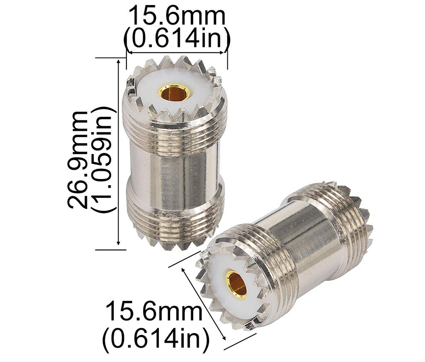 Boobrie RG58 49.2ft UHF PL259 RF Coaxial Coax Cable + 2pcs UHF Double Female Connector Kit, RG58 UHF Male to UHF Male PL-259 Cable + UHF Female to UHF Female SO-239 Adapter for CB/Ham Radio Antenna