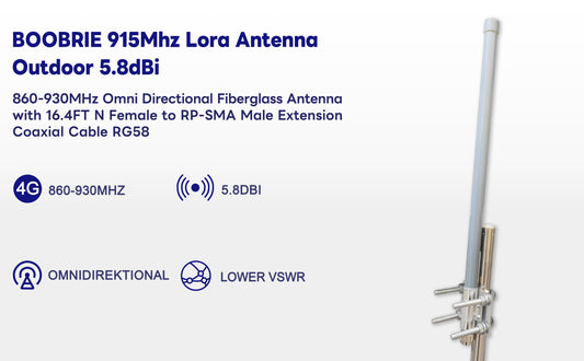 BOOBRIE Outdoor 915Mhz Lora Helium Antenna N-Type Male 5.8dBi Omni-Directional High Gain N Male Antenna Waterproof Fiberglass Antennae 19.7inch for Helium Hotspot HNT Bobcat Miner