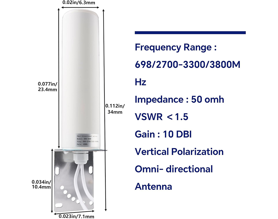 BOOBRIE Upgraded 4G 5G LTE Antenna Outdoor 10dBi 698-2700 3300-3800MHz High Gain WiFi Antenna Dual SMA Male 16.4ft RG58 Cable SMA 4G LTE Omni-Directional Long Range Antenna Router Hotspot Wireless