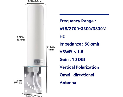 BOOBRIE Upgraded 4G 5G LTE Antenna Outdoor 10dBi 698-2700 3300-3800MHz High Gain WiFi Antenna Dual SMA Male 16.4ft RG58 Cable SMA 4G LTE Omni-Directional Long Range Antenna Router Hotspot Wireless