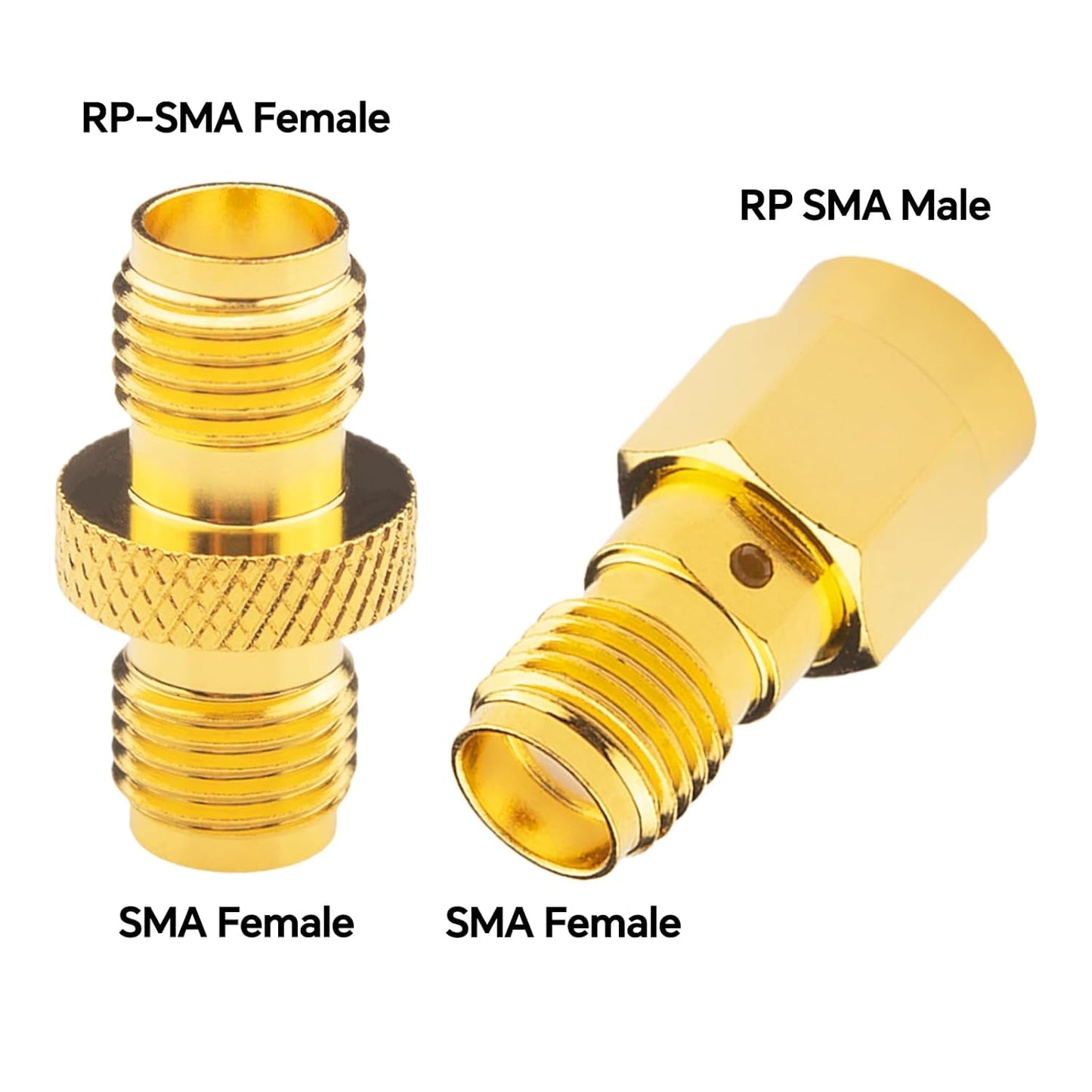 Boobrie 4PCS RP-SMA Connector Kit RPSMA SMA Upgrade Gender Changer SMA Female to RP-SMA Male/Female RF Coax Adapter 2 Set DC-18GHz VSWR ≤1.15 SMA to RP SMA for FPV Antennas WiFi Router Signal Booster