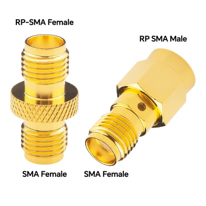 Boobrie 4PCS RP-SMA Connector Kit RPSMA SMA Upgrade Gender Changer SMA Female to RP-SMA Male/Female RF Coax Adapter 2 Set DC-18GHz VSWR ≤1.15 SMA to RP SMA for FPV Antennas WiFi Router Signal Booster