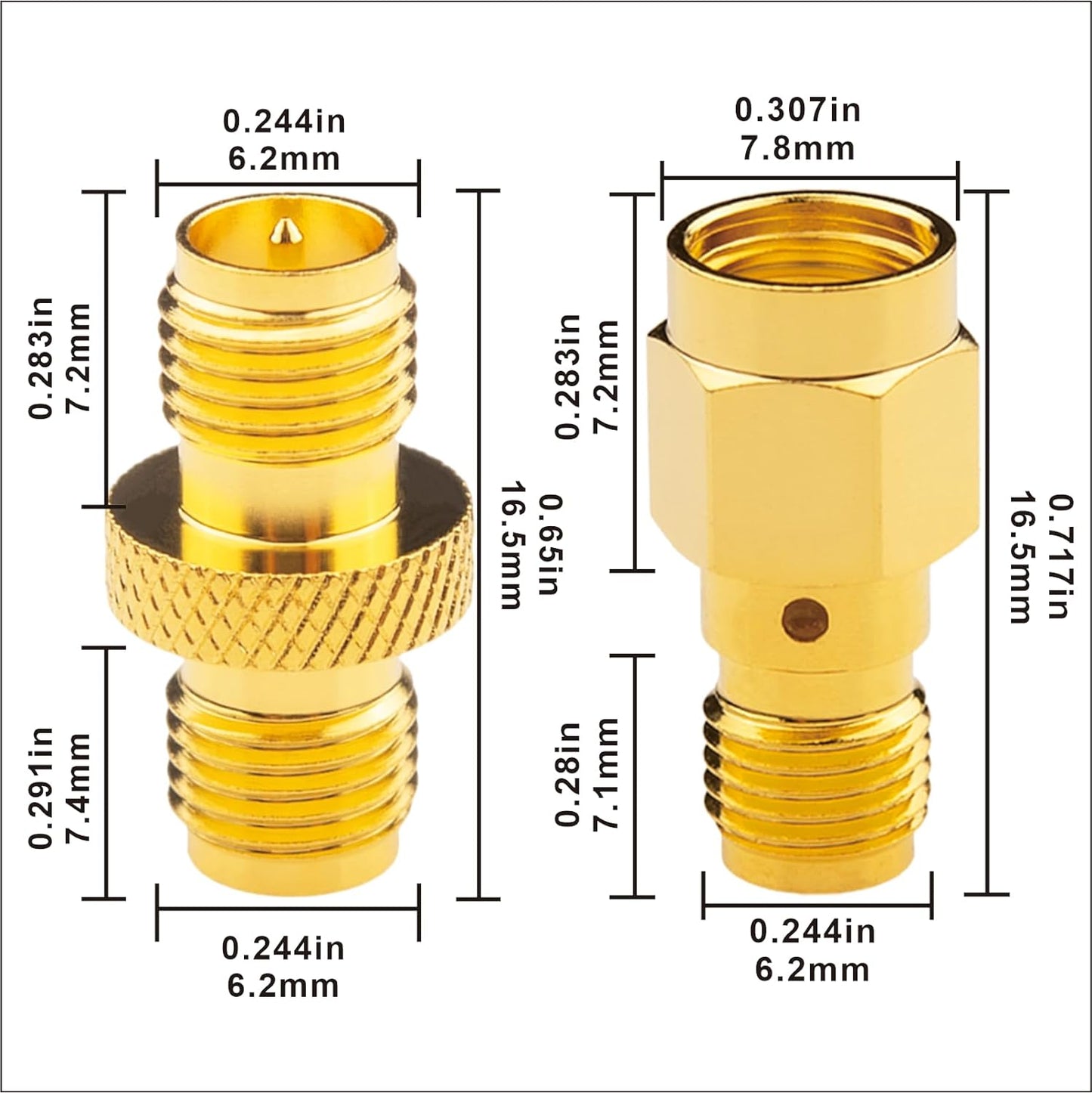 Boobrie 4PCS RP-SMA Connector Kit RPSMA SMA Upgrade Gender Changer SMA Female to RP-SMA Male/Female RF Coax Adapter 2 Set DC-18GHz VSWR ≤1.15 SMA to RP SMA for FPV Antennas WiFi Router Signal Booster