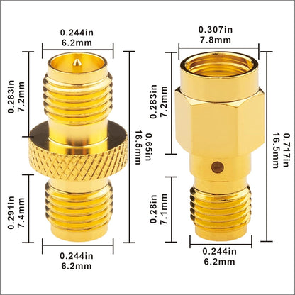 Boobrie 4PCS RP-SMA Connector Kit RPSMA SMA Upgrade Gender Changer SMA Female to RP-SMA Male/Female RF Coax Adapter 2 Set DC-18GHz VSWR ≤1.15 SMA to RP SMA for FPV Antennas WiFi Router Signal Booster