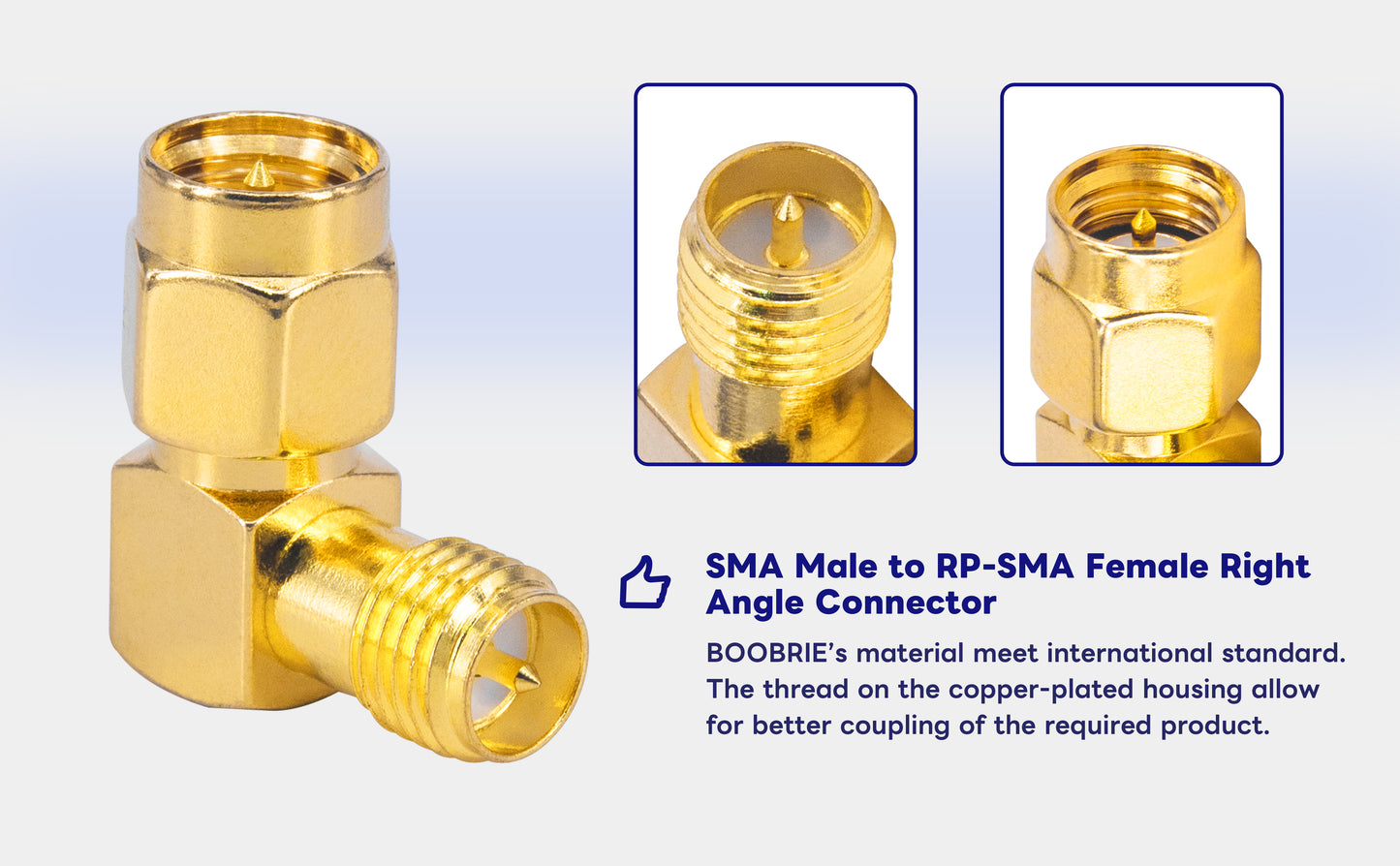 Boobrie 2-Pack SMA 90 Degree Adapter SMA Male to RP-SMA Female Right Angle Connector SMA Elbow RF Coax Adapter for FPV Drone Wi-Fi Antenna Signal Booster Repeaters Radio